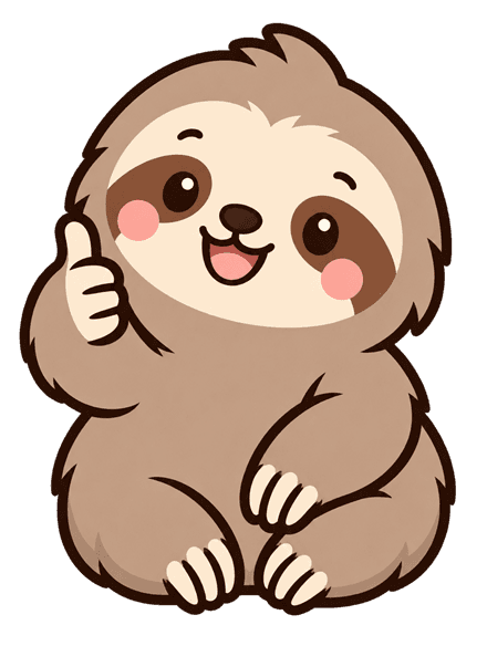 Slowi the sloth, giving a thumbs up